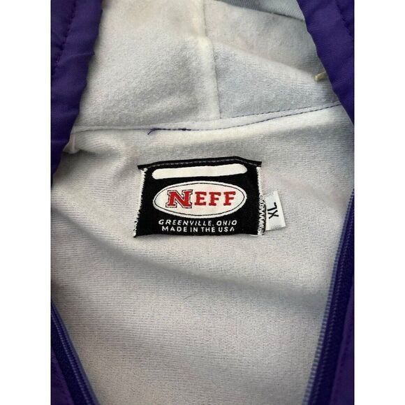 NEFF Men's XL Hooded Windbreaker Purple 1/4 Zip Pullover AVON Baseball VTG - Picture 3 of 4